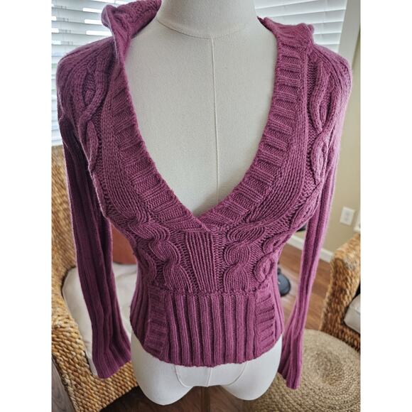 Abercrombie Hooded Knit Sweater Rabbit Hair Wool Blend Women's Size M - Picture 2 of 12